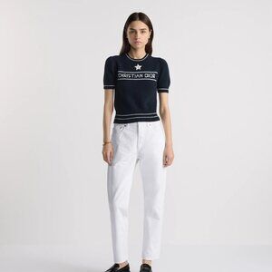 Christian Dior Short-Sleeved Sweater Navy Blue